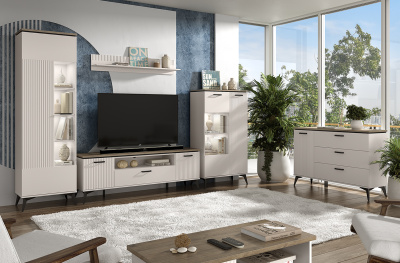 Шкаф с витриной 1V1DP 81,4х39,4х146,2 Персидский жемчуг/Амарок фото в интернет-магазине BestWood