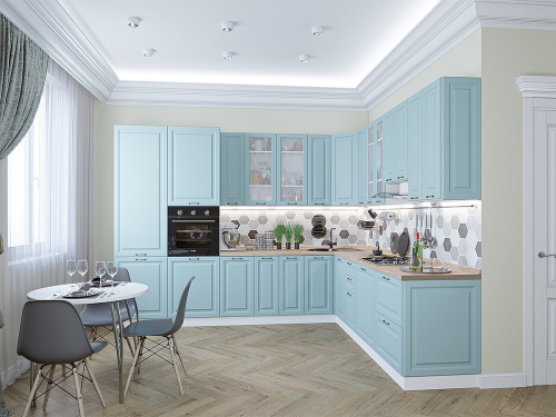 Кухонный гарнитур Ницца-04  320/270х60х234/Голубой фото в интернет-магазине BestWood