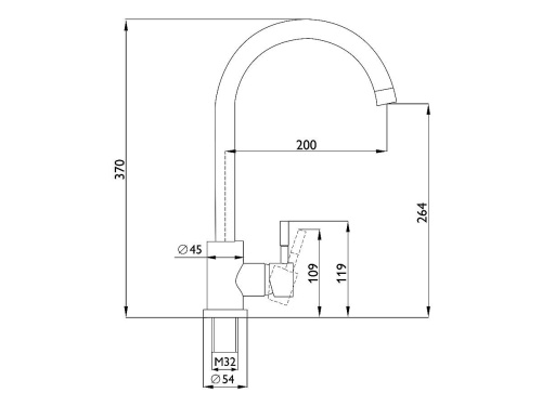 Смеситель для кухни 370/200 1Р /Черный фото в интернет-магазине BestWood