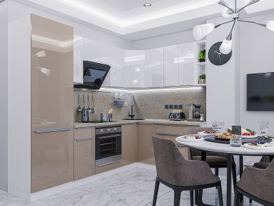 Кухонный гарнитур Фьюжн-04  250/180х60х214/Gallant/Angel фото в интернет-магазине BestWood