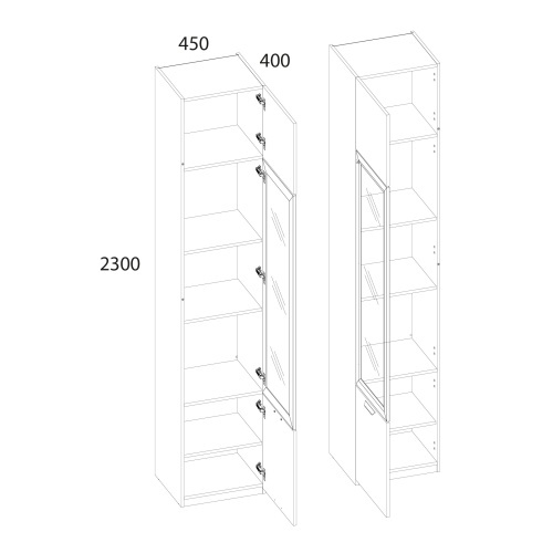 Шкаф с витриной 1V2D 45х40х230 Персидский жемчуг/Ирл.ликер фото в интернет-магазине BestWood