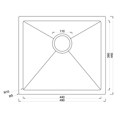 Врезная мойка 49х50,5х20/Нержавеющая сталь фото в интернет-магазине BestWood