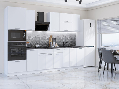 Кухонный гарнитур Квадро-01 300х60х214/Белый фото в интернет-магазине BestWood