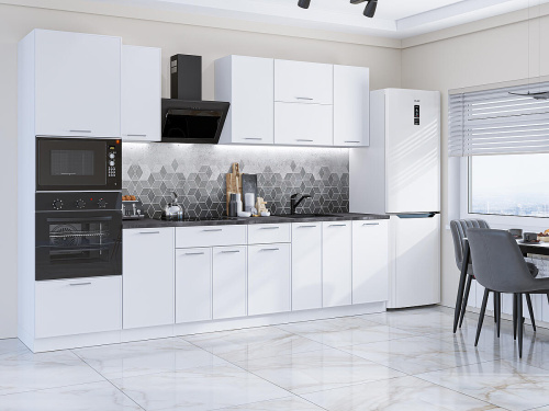 Кухонный гарнитур Квадро-01 300х60х214/Белый фото в интернет-магазине BestWood