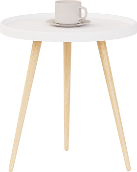 Стол журнальный Белый, прозрачный лак,45х45х48см.