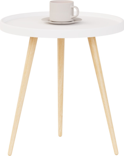 Стол журнальный Белый, прозрачный лак,45х45х48см. фото в интернет-магазине BestWood