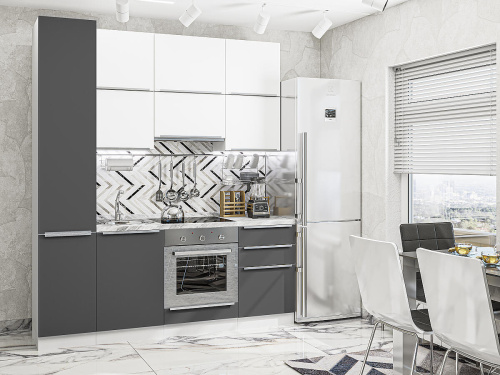 Кухонный гарнитур Фьюжн-06  200х60х234/Silky White/Stormy Silk фото в интернет-магазине BestWood