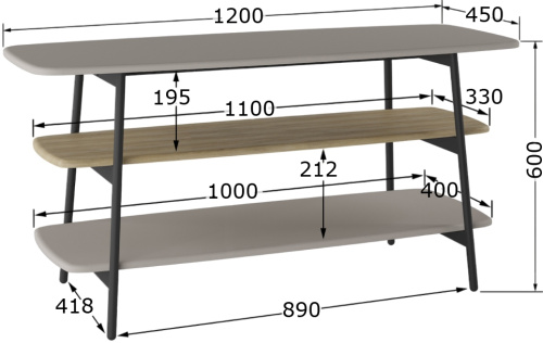 Тумба под ТВ 120х45х60/Капучино/Дуб Сонома фото в интернет-магазине BestWood