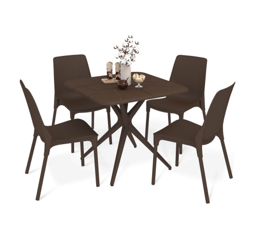 Обеденная группа 83х83х75 Коричневый/Коричневый Муар фото в интернет-магазине BestWood
