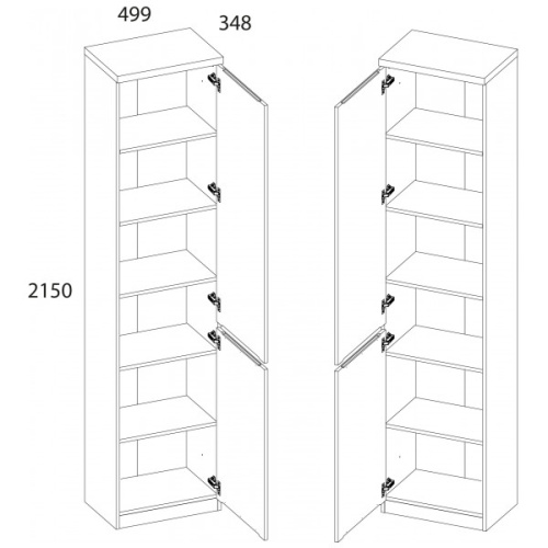 Шкаф 1D 50,2х34,8х215 Белый/Дуб вотан фото в интернет-магазине BestWood