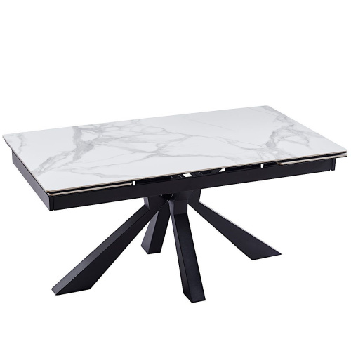 Стол обеденный Сиена 160(240)х90х76/Металл Черный/Керамика Bentley white фото в интернет-магазине BestWood