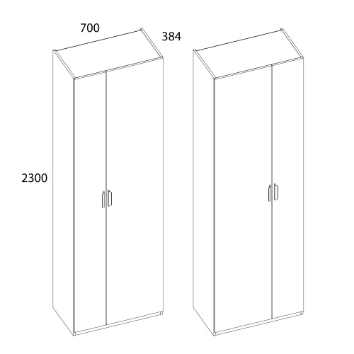 Шкаф 2D 70 70х38,4х230/Персидский жемчуг фото в интернет-магазине BestWood