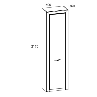 Шкаф 1DW 60х36х217 Вудлайн кремовый/Дуб анкора фото в интернет-магазине BestWood