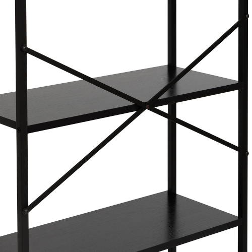 Стеллаж Стилвуд широкий, 4 полки,Чёрный,59х23,5х111см. фото в интернет-магазине BestWood