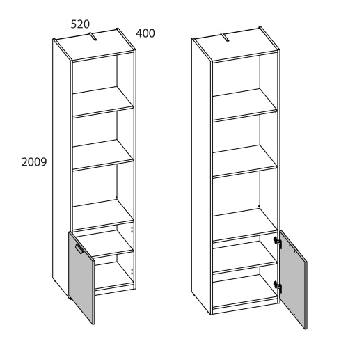 Шкаф открытый 1D 52 52х40х200,9/Персидский жемчуг фото в интернет-магазине BestWood