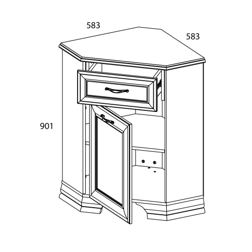 Тумба 1D1SU 58,3х58,3х90,1/Вудлайн кремовый фото в интернет-магазине BestWood