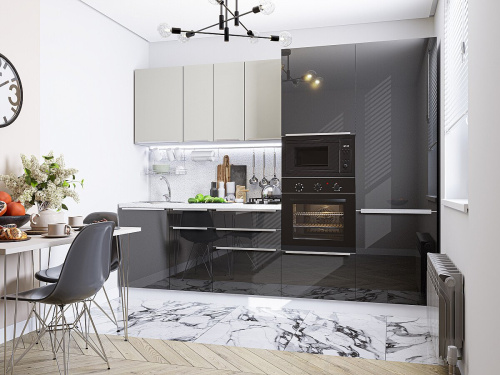 Кухонный гарнитур Фьюжн-07  270х60х214/Silky Light Grey/Anthracite фото в интернет-магазине BestWood