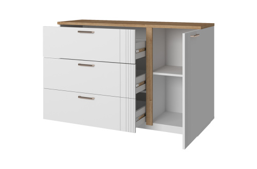 Тумба 1D3S 129,5х40,2х84,1 Белый/Дуб Наварра фото в интернет-магазине BestWood