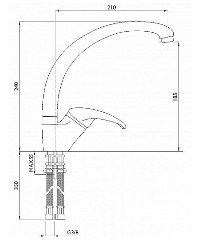 Смеситель для кухни 210/240 1Р /Гэлакси фото в интернет-магазине BestWood