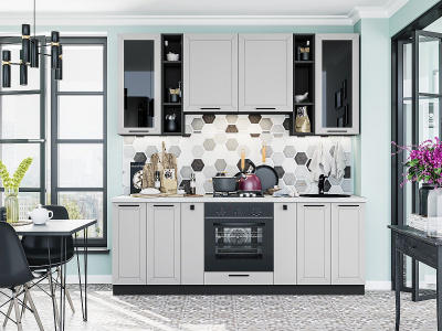 Кухонный гарнитур Глетчер-01  220х60х234/Гейнсборо Силк фото в интернет-магазине BestWood