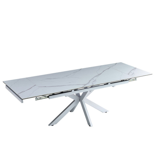 Стол обеденный Венеция 160(240)х90х76/Металл Белый/Керамика Lisa white фото в интернет-магазине BestWood