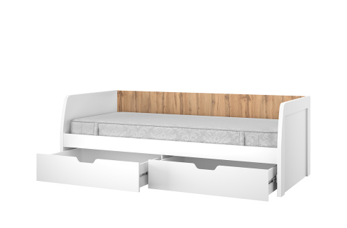 Кровать 2Я90 без ПМ 94,2х206,9х71,4 Белый/Дуб вотан фото в интернет-магазине BestWood