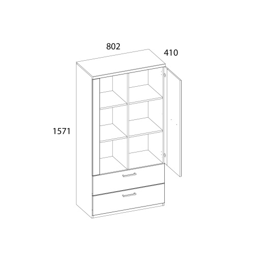 Шкаф 1D2S3N 80,2х41х157,1/Дуб Наварра фото в интернет-магазине BestWood