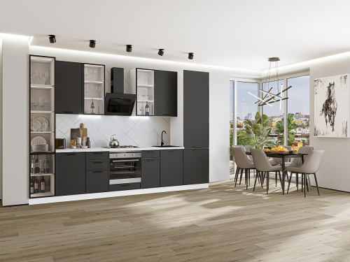 Кухонный гарнитур Фрейм-06  340х60х234/Stormy Silk фото в интернет-магазине BestWood