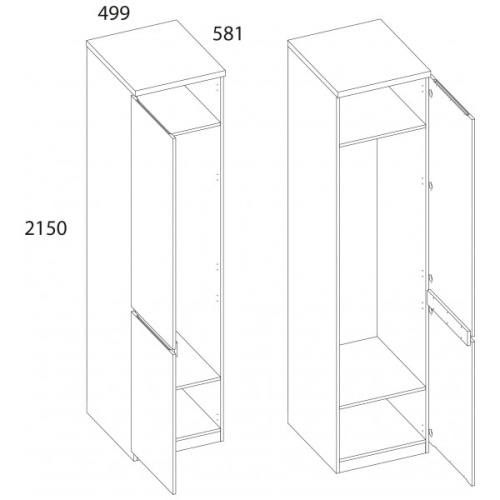 Шкаф 1DG 50,2х58,1х215 Белый/Дуб вотан фото в интернет-магазине BestWood