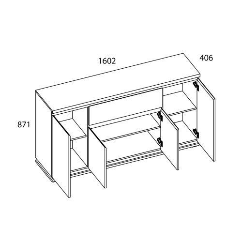 Тумба 4D1S 160,2х40,6х87,1 Персидкий жемчуг/Мадура фото в интернет-магазине BestWood