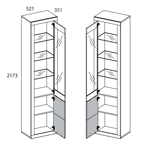 Шкаф-витрина 1D1V 52,1х35,1х217,3/Дуб Санремо фото в интернет-магазине BestWood
