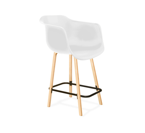 Стул полубарный 61,5х54,5х96,7/Белый/Прозрачный Лак/Черный Муар фото в интернет-магазине BestWood