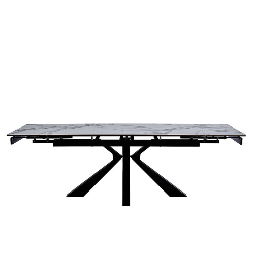 Стол обеденный Сиена 160(240)х90х76/Металл Черный/Керамика Bentley white фото в интернет-магазине BestWood