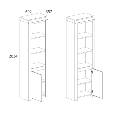 Шкаф 1D3N  60,2х35,7х203,4 Белый/Дуб вотан фото в интернет-магазине BestWood