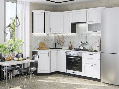 Кухонный гарнтитур Лофт-03  120/220х60х214/Super White фото в интернет-магазине BestWood