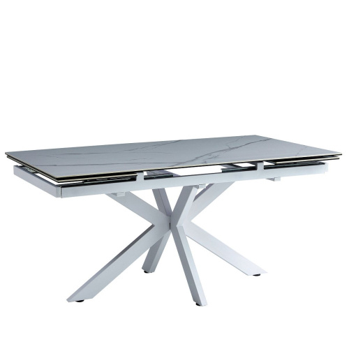 Стол обеденный Венеция 160(240)х90х76/Металл Белый/Керамика Lisa white фото в интернет-магазине BestWood