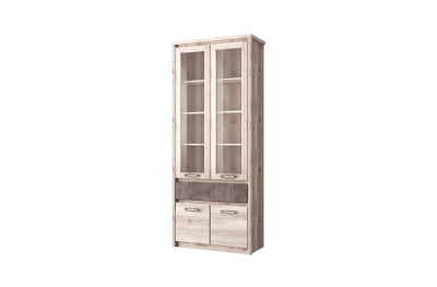 Шкаф с витриной 2V2D1S 86,8х40х210 /Каштан найроби/Оникс фото в интернет-магазине BestWood