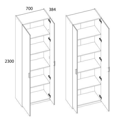 Шкаф 2D 70 70х38,4х230/Персидский жемчуг фото в интернет-магазине BestWood