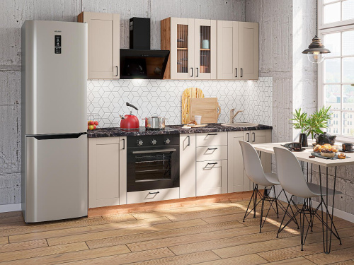 Кухонный гарнтитур Лофт-07  220х60х214/Cream Silk фото в интернет-магазине BestWood