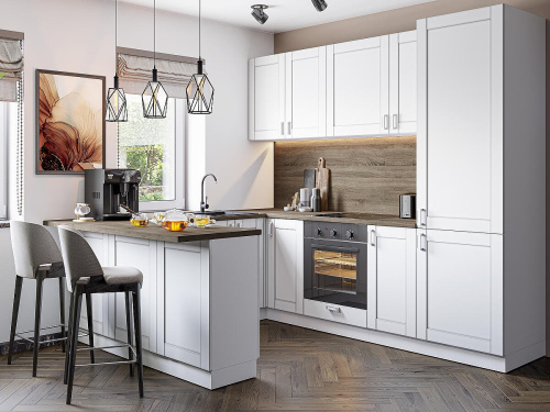 Кухонный гарнтитур Лофт-06  150/230/260х60х214/White Silk фото в интернет-магазине BestWood