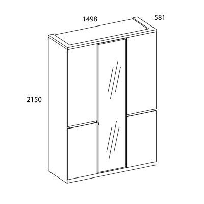 Шкаф 3DG HZ  149,8х58,1х215 Белый/Дуб вотан фото в интернет-магазине BestWood