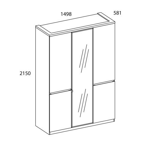 Шкаф 3DG HZ  149,8х58,1х215 Белый/Дуб вотан фото в интернет-магазине BestWood