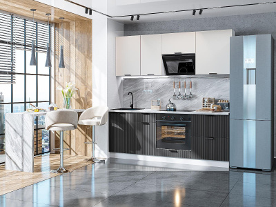 Кухонный гарнитур Евро Лайн-02  200х60х214/Агат/Антрацит фото в интернет-магазине BestWood