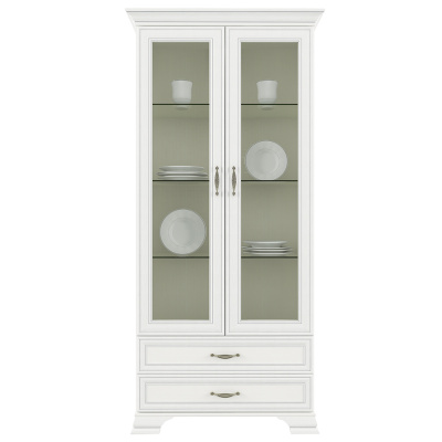 Шкаф с витриной 2V2S 99х39,9х212,1/Вудлайн кремовый фото в интернет-магазине BestWood