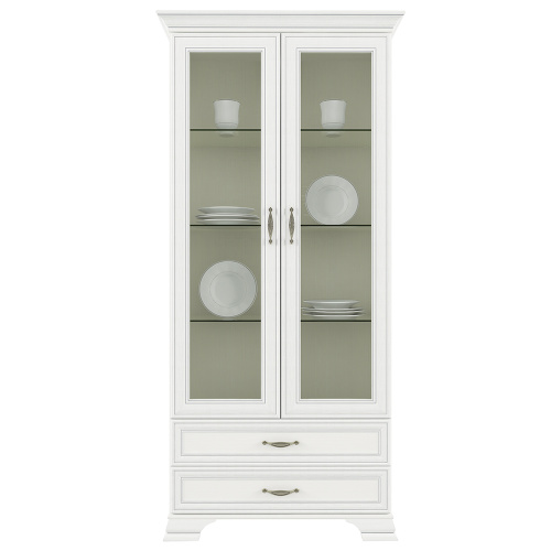 Шкаф с витриной 2V2S 99х39,9х212,1/Вудлайн кремовый фото в интернет-магазине BestWood