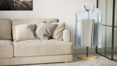 Вешалка костюмная 50х28х105/Дуб Беленый/Белый фото в интернет-магазине BestWood