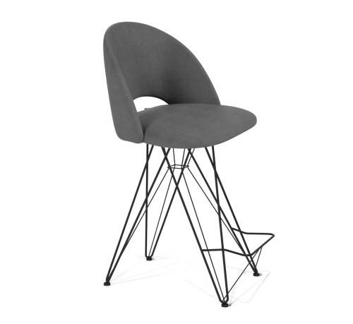 Стул полубарный 50х53х102/Платиново-Серый/Черный Муар фото в интернет-магазине BestWood