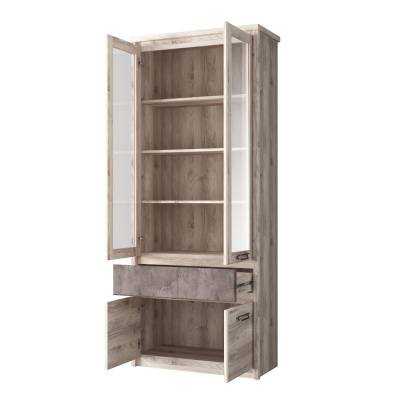 Шкаф с витриной 2V2D1S 86,8х40х210 /Каштан найроби/Оникс фото в интернет-магазине BestWood