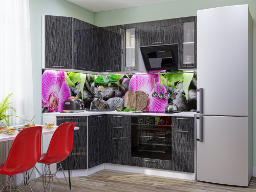 Кухонный гарнитур Валерия-М-04  130/200х60х214/Черный металлик дождь фото в интернет-магазине BestWood