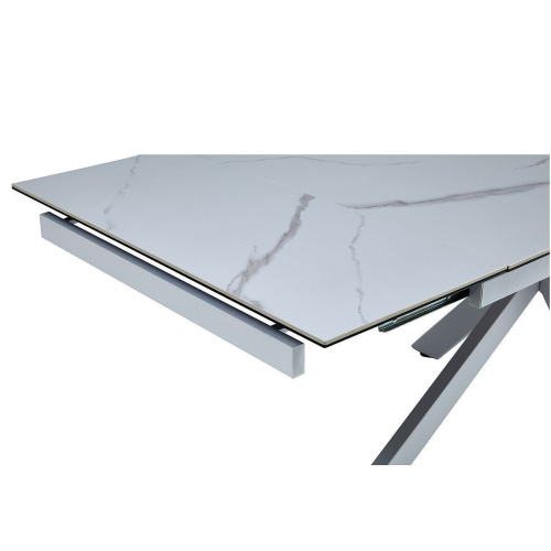 Стол обеденный Венеция 160(240)х90х76/Металл Белый/Керамика Lisa white фото в интернет-магазине BestWood